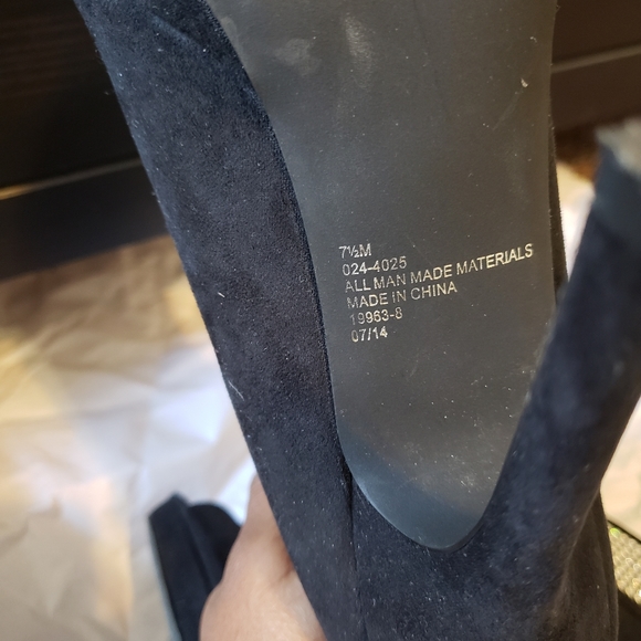 Black Rhinestone Suede Open Toe Booties - Picture 3 of 4